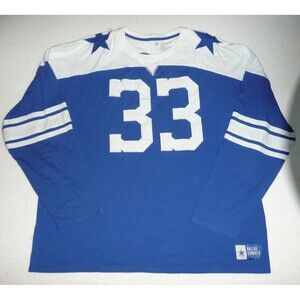 Men's Dallas Cowboys Tony Dorsett Rivalry Blue Throwback Long Sleeve Shirt 4XL
